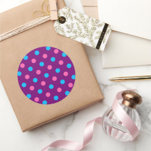 Adesivo Padrão de bolinhas rosa azul e roxo