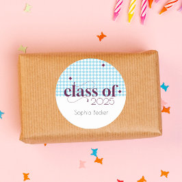 Adesivo Padrão de Boné de formatura Azul Moderno