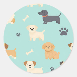 Adesivo Padrão de Cachorrinhos Fofos