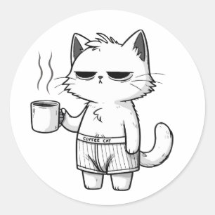 Adesivo Padrão de Caneca de Café do Gato Mal-humorado