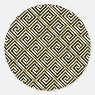 Adesivo Padrão de chave grego preto-e-ouro