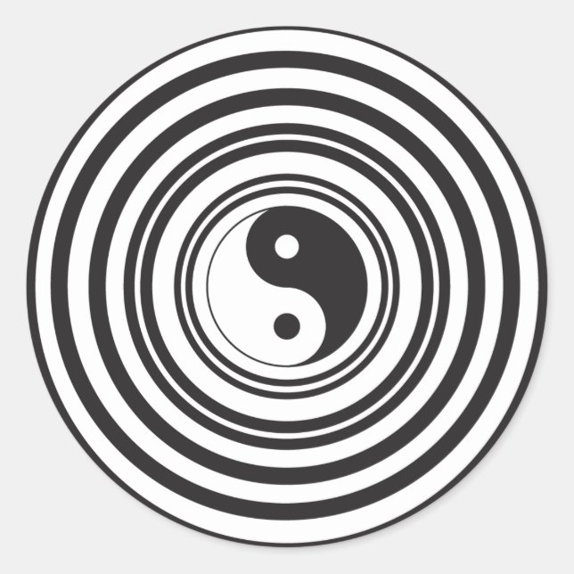 Adesivo Padrão de Círculos Concentrados Preto Yin Yang (Frente)