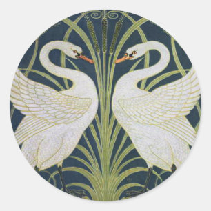 Adesivo Padrão de Cisnes Art Nouveau: Impressão de Cisne d