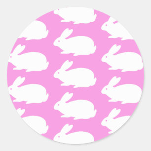 Adesivo Padrão De Coelhinho Branco A Rosa