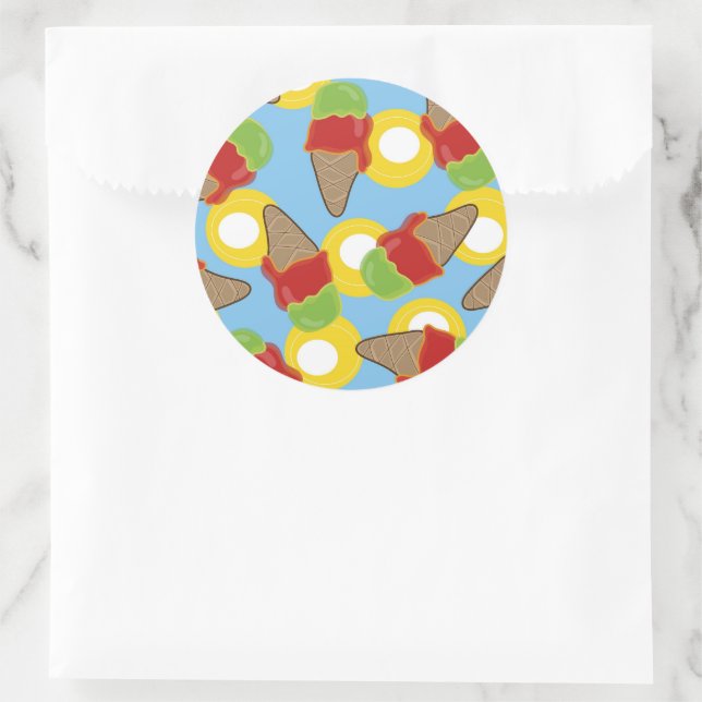 Adesivo Padrão de Cones de Sorvete de Cereja & Lima Retro  (Bolsa)