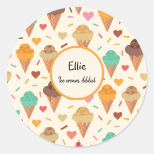 Adesivo Padrão de cones de sorvete Personalizado personali