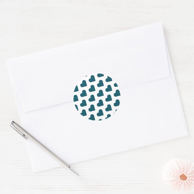 Adesivo Padrão de Coração Azul Verde Moderno Simples (Envelope)