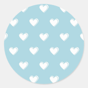 Adesivo Padrão de Coração Simples Branco Azul