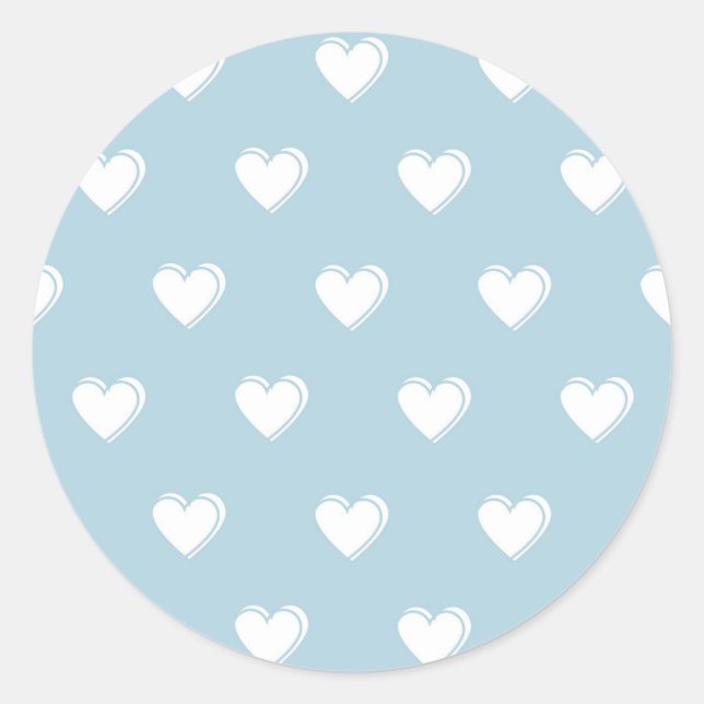 Adesivo Padrão de Coração Simples Branco Azul (Frente)