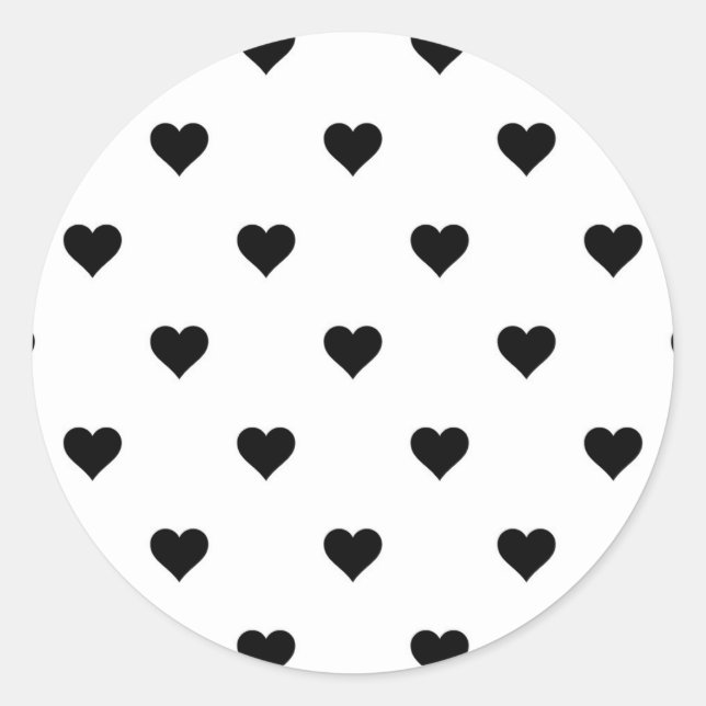 Adesivo Padrão de Coração Simples, Branco e Preto (Frente)