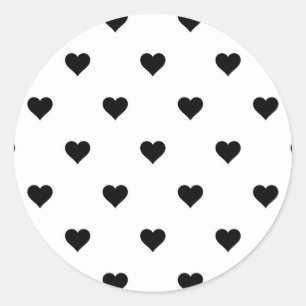 Adesivo Padrão de Coração Simples Preto e Branco Fofo