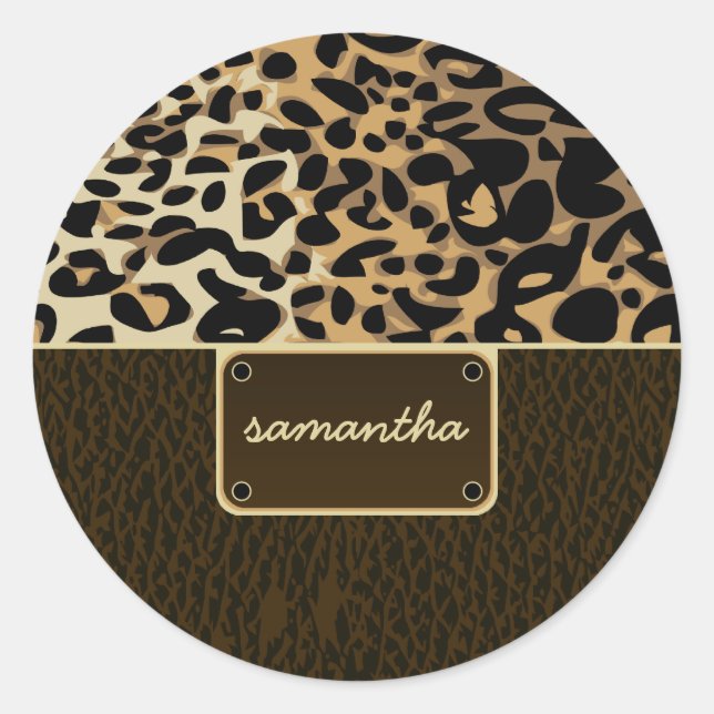 Adesivo Padrão de couro-leopardo monograma (Frente)