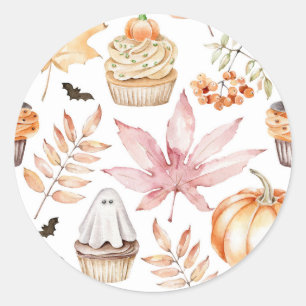 Adesivo Padrão de Cupcakes Assustadores Pastel para Hallow