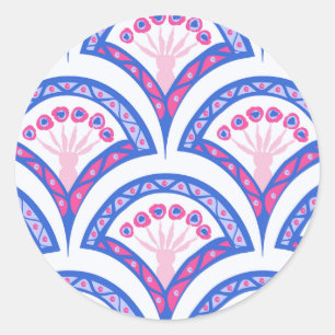 Adesivo padrão de damasco floral azul