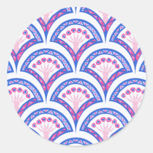 Adesivo padrão de damasco floral azul