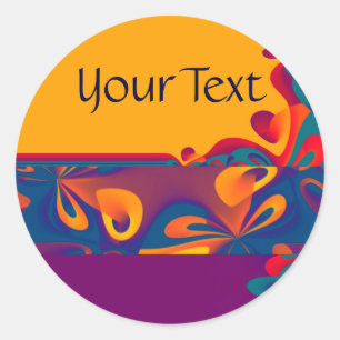 Adesivo Padrão de Design gráfico - laranja violeta + texto
