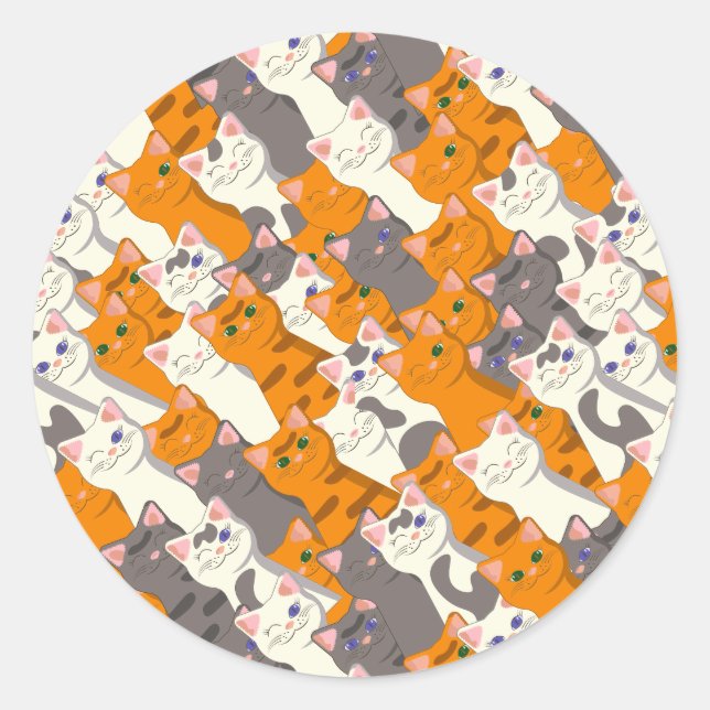 Adesivo Padrão de diagonal do gato preto branco do Ginger (Frente)