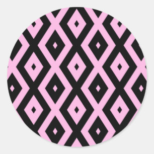 Adesivo Padrão de diamante rosa pálido e preto