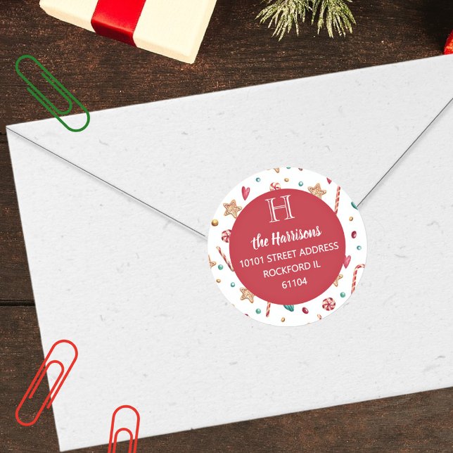 Adesivo Padrão de Doces de Férias de Endereço de Retorno (Criador carregado)