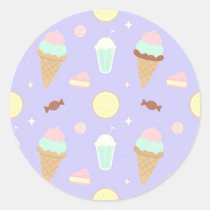 Adesivo Padrão de Doces Sorvete Kawaii
