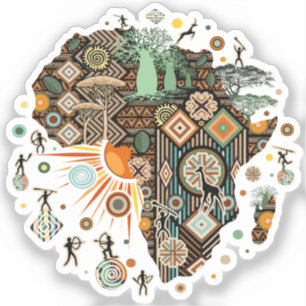 Adesivo Padrão de Elementos Tribais Decorativos do Mapa da