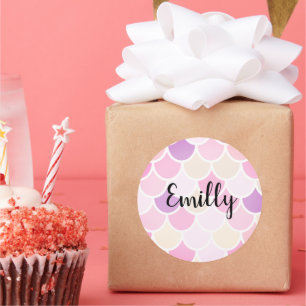 Adesivo Padrão de Escala de Sereia Rosa Colorida Moderna