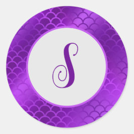 Adesivo Padrão de escalas de sereia roxa inicial personali