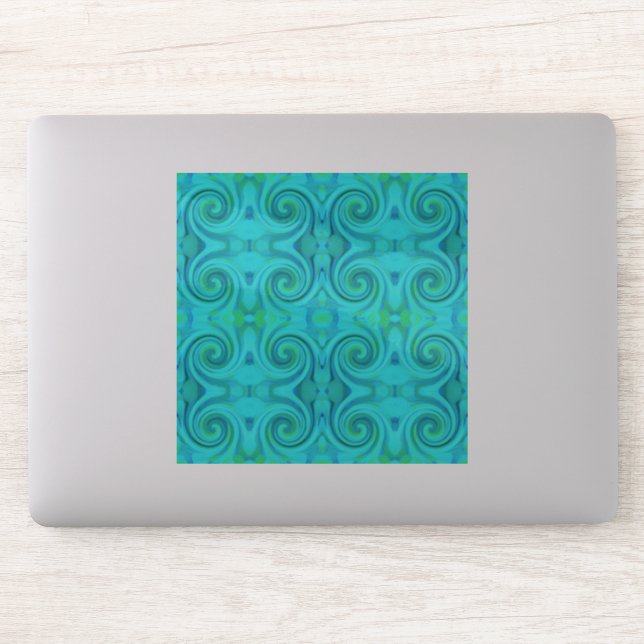 Adesivo Padrão de espiral de Arte Líquida de Abstrato Azul (Computador)