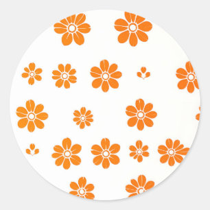 Adesivo Padrão de Estêncil Floral Laranja no Fundo Branco
