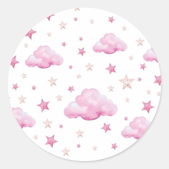 Adesivo Padrão de Estrela e Nuvem PInk (Frente)
