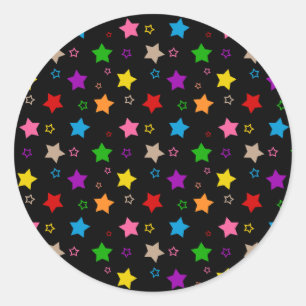 Adesivo Padrão de Estrelas Coloridas Preto