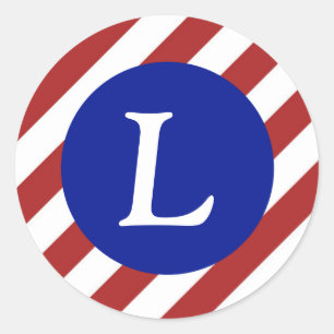 Adesivo Padrão de faixas vermelhas e brancas + círculo azu