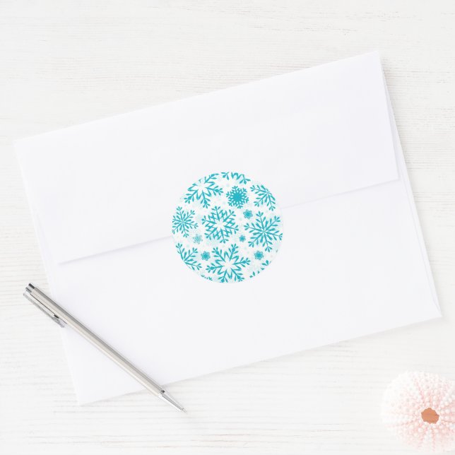 Adesivo Padrão de Floco de Neve Azul (Envelope)