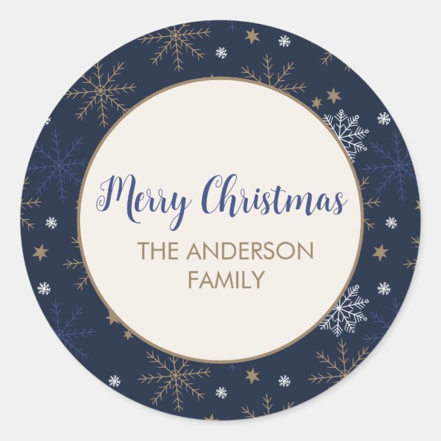 Adesivo Padrão de Floco de Neve Escuro - Azul Escuro (Frente)