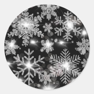 Adesivo Padrão de floco de neve festivo prateado