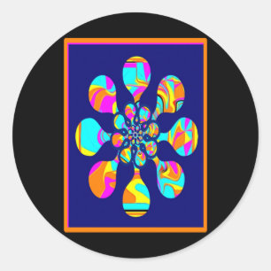 Adesivo Padrão de Flor Duplo. Vinheta de cores brilhantes
