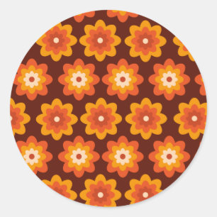 Adesivo Padrão de flor laranja boho hippie retrô groovy do