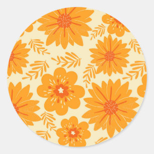 Adesivo Padrão de Flor Laranja do Meio século de Imagem Re