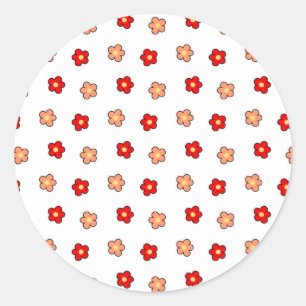 Adesivo Padrão de Flor Vermelha Rosa Préppy Fundo Branco