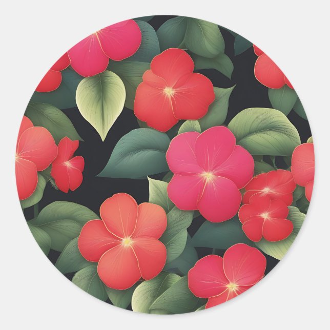 Adesivo Padrão de Flores de Impatiens Vibrantes (Frente)