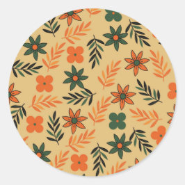 Adesivo Padrão de Folhas Florais de Flores da Vintage 70s