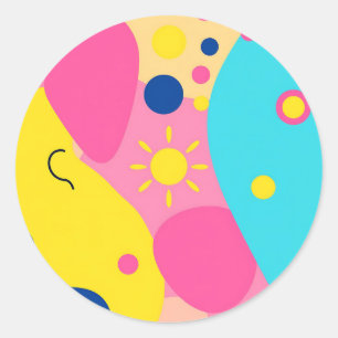Adesivo Padrão de Formas Orgânicas Divertidas e Coloridas
