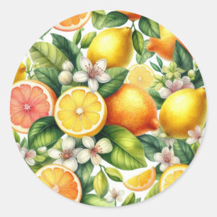 Adesivo Padrão de Frutas Cítricas em Aquarela