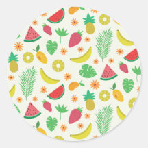 Padrão de frutas de verão fofas e folhas tropicais