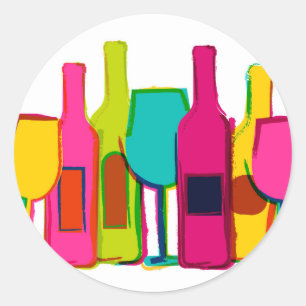 Adesivo Padrão de garrafas de vinho coloridas fofas