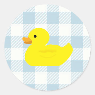 Adesivo Padrão de Gingham Azul Pato de Borracha