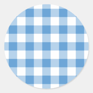 Adesivo Padrão de Gingham Branco e Azul Claro