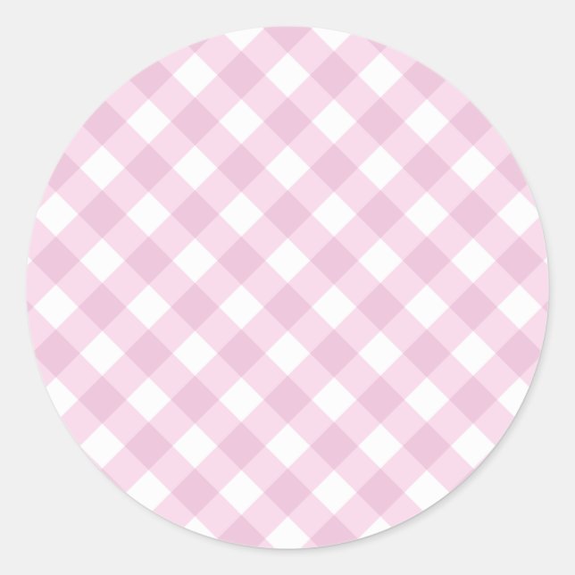 Adesivo Padrão de Gingham Branco e Rosa Bebês (Frente)