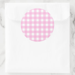 Adesivo Padrão de Gingham Rosa Pastel
