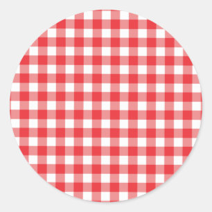 Adesivo Padrão de Gingham Vermelho e Branco